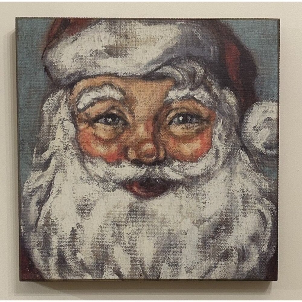 Primitives by Kathy Santa Claus Christmas Holiday Wooden Block Wall Art 16 x 16